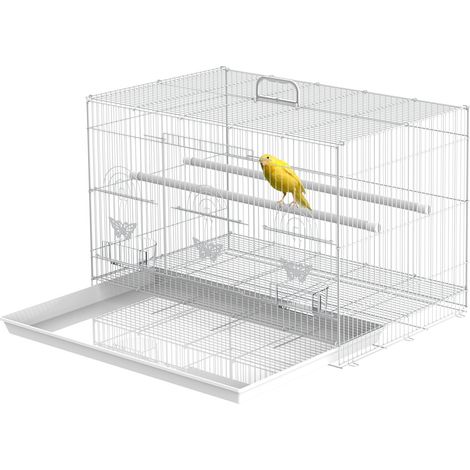 Metall-Vogelkäfig mit Sitzstangen, Futternäpfen und Griff, 60 x 41 x 41 cm (1/5)