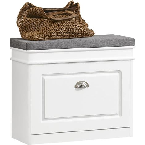 Sobuy – Banc à chaussures FSR82KW – Meuble à chaussures avec assise coussin rembourré – Dimensions L60xP24xH51cm – Capacité 150kg (1/5)