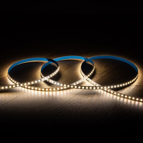 Bobina 20m Striscia LED 24V SMD 120 LED/m 10W/m 1100lm/m Larga 8mm IP20 Taglio 5cm 4000K Bianco Naturale (1/4)