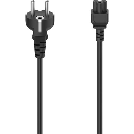 Câble d'alimentation Secteur avec Terre (câble Alimentation pour Ordinateur/Notebook/TV, Adaptateur Secteur, Prise de Terre Type F, Fiche trèfle à 3 Broches, 1.5 m, Garantie 10ans) Noir (1/2)