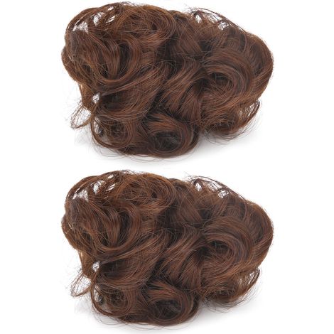 Stück Messy Brown Bun Hochtemperaturfaser-Haarteile für Damen Haaraccessoire (1/5)