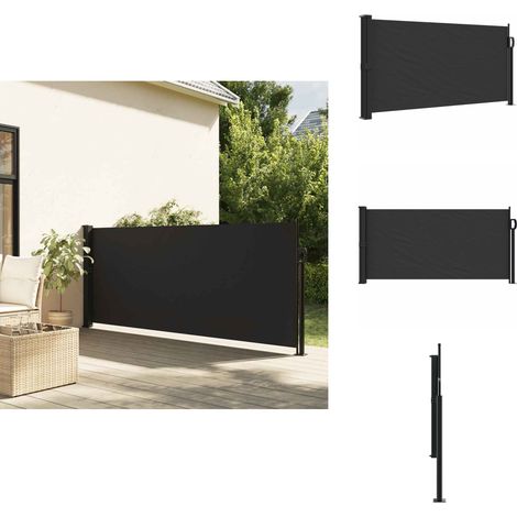 Seitenmarkise Ausziehbar Schwarz 100x500 cm - Seitenmarkise - Gartensonne - Sonnenblende - Sichtschutz - Balkonscreen (1/5)