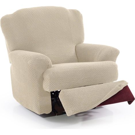 Housse Super élastique pour Fauteuil Relax de 70 à 90 cm Modèle NOVELE Beige Housse de Fauteuil inclinable Pieds séparés Protecteur en Tissu Jacquard Toucher Coton (1/5)