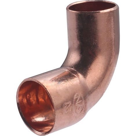 Codo 90° Pequeño Radio de Cobre Macho Hembra Igual QUICK PLOMBERIE - Ø14