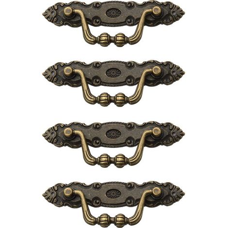 Set aus 4 klassischen Vintage-Schubladengriffen aus Zinklegierung in Bronzeoptik mit 8 M2-Schrauben für Möbel (1/5)