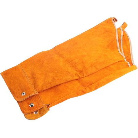 Un paio di manicotti da saldatura resistenti al calore e coperture protettive da saldatore in pelle bovina antiscintilla. (1/5)