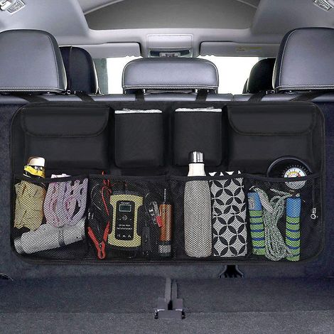 Organisateur de coffre de voiture, sac de rangement pour voiture, sac de coffre étanche avec élastique résistant (1/4)