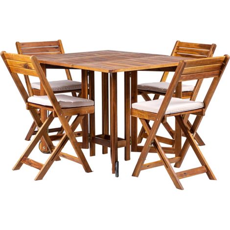 set da giardino pieghevole eurogarden "vittoria" in legno di acacia 4 sedute e tavolo
