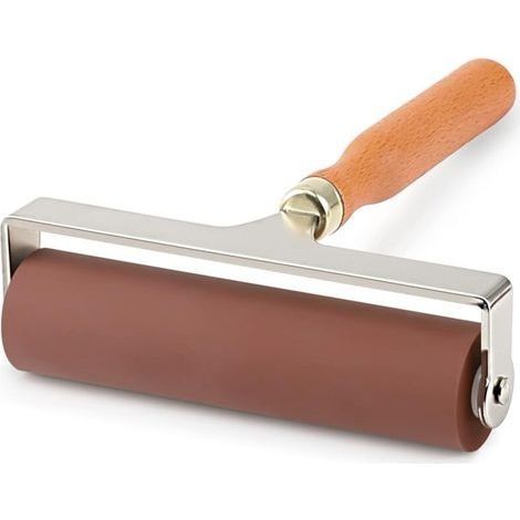 Rouleau en caoutchouc souple, idéal pour les outils de construction, d'impression, d'encre et d'estampage (marron, 15 cm) (1/5)