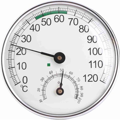 Thermo-hygromètre 2 en 1 0-120 °C pour sauna, haute précision, échelle claire, hygromètre mécanique d'intérieur. (1/5)
