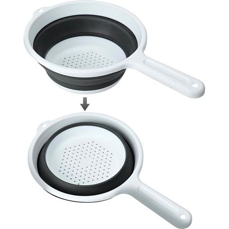 Passoire pliable en silicone avec poignée - Passoire à pâtes pliable - Passoire de cuisine en plastique - Peu encombrant - Panier filtrant pour égoutter les pâtes, les légumes, les fruits (1/5)