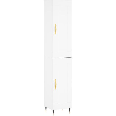Buffet haut Blanc 34,5x34x180 Bois d'ingénierie (1/5)