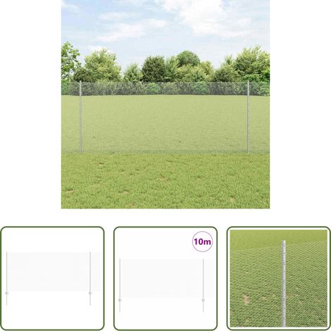 Gartenzaun - Zaun mit Pfosten Silber 1 x 10 m Stahl (1/5)