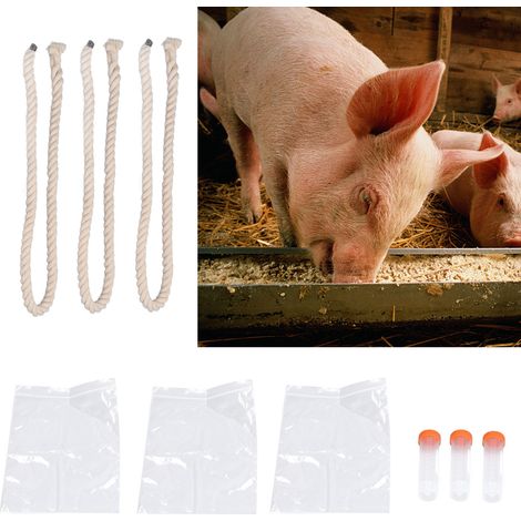 3 Ensembles de Corde à Prélèvement de Salive pour Porcs, Outils Complets à Grande Durabilité pour Détection de la Peste Porcine (1/5)