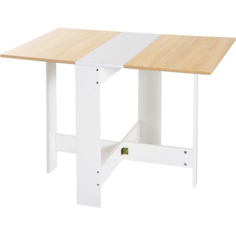 Space-Saving Wooden Folding Dining Table and Computer Desk in Oak and White for Home Office Workstation