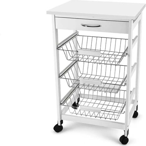 Carrello de cocina 47x37x76 con 3 cestillos y 1 cajón