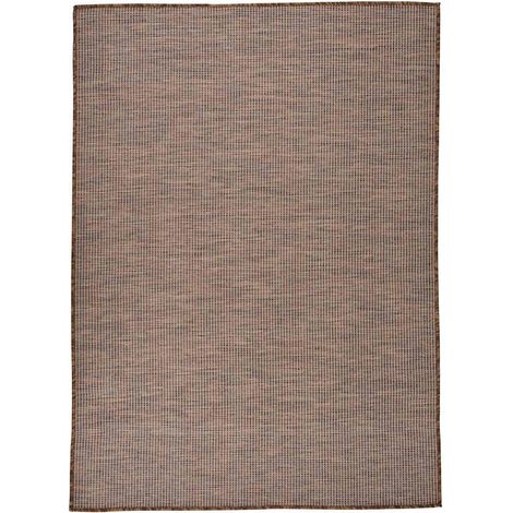 Tapis extérieur à tissage plat Terrasse Salon Cuisine - Tapis de jardin 200x280 cm Marron BV454911 - BonneVie (1/5)