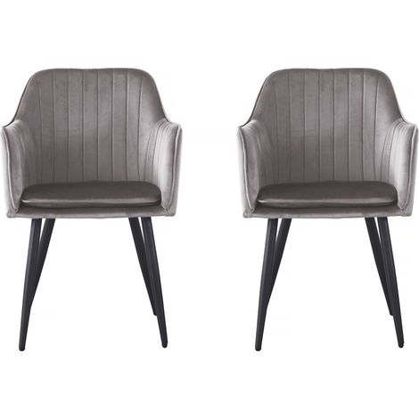 Set di 2 sedie in velluto con braccioli "Velma" - Grigio