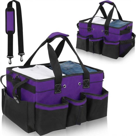 [NEVER USED] Cleaning Caddy with Handle, Cleaning Caddy Bag with Adjustable Shoulder Strap for Cleaning Products Organiser, for Housekeepers, Housekeeping and Car Storage (Purple)