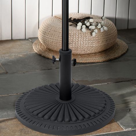 Runder Schirmständer aus HDPE, 14 kg, für Stangen mit Ø 35–38–48 mm, Ø 49 x 32 cm (Höhe), Schwarz