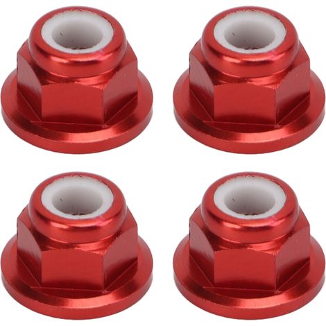 4 Ecrous M4 en Alliage d'Aluminium pour Voiture Télécommandée 1/10, Accessoire RC, Diamètre Intérieur 4mm, Rouge - Lot de 4 Pièces (1/5)