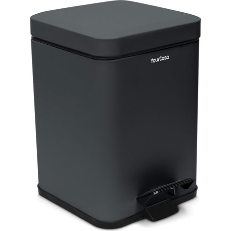 Poubelle salle bain angulaire [5L] Design élégant en acier inoxydable - Mini Poubelles salle de bain avec couvercle - poubelle toilette poubelle design poubelle toilette WC (Anthrazite) (1/5)