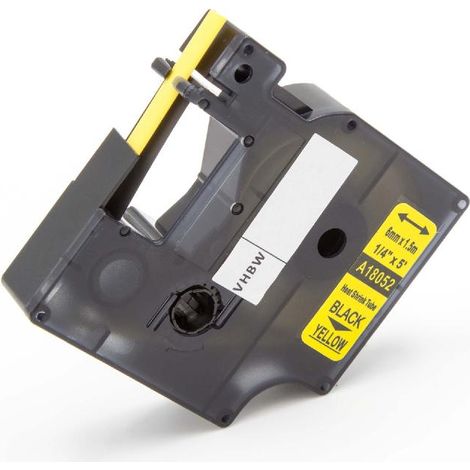 vhbw Label Tape Replacement for Dymo 18052 for Label Printer, Black on Yellow, Heat Shrink Tape, 6 mm