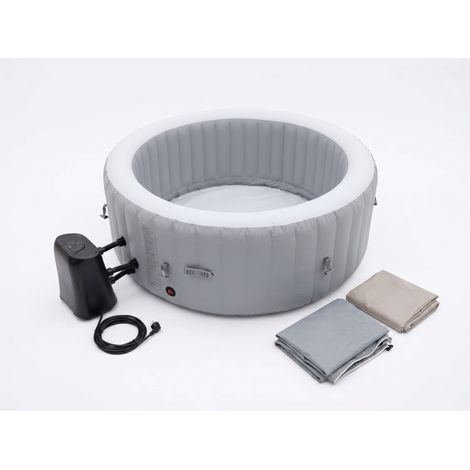 Spa gonflable 4 places - Forme ronde - Beneo - Filtre et bâche inclus - Gris (1/5)