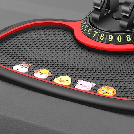 Tapis de voiture multifonction antidérapant pour téléphone, clés, pièces et lunettes - Support de maintien rigide avec motif cartoon, pochette de rangement pratique (1/4)