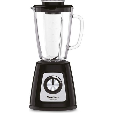 Moulinex Blendforce Frullatore, Sistema di Raffreddamento ad Aria, Potenza 800W, Tecnologia Smart Lock, Capacità 1.75Litri, Frullatore con Vaso in Vetro, 2 Velocità e Funzione a Impulsi, LM4308