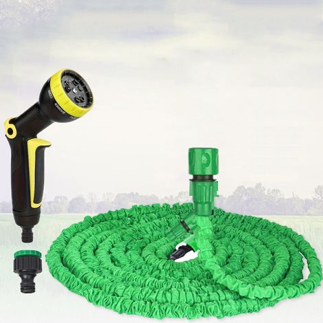 25-foot (7.5 m) Retractable Garden Hose with Multi-Jet Spray Gun – Green – LSW