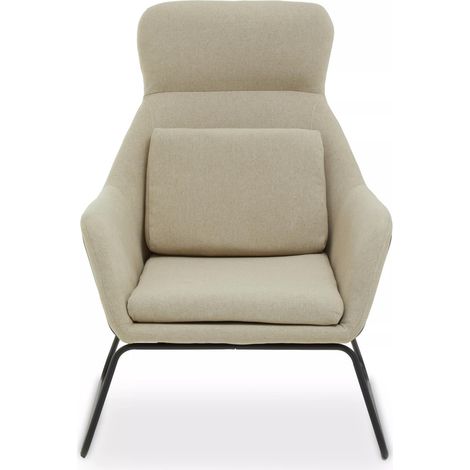 Interiors by Premier Natural Chair With Black Metal Frame, Easy Care Fabric Chair, Long-Lasting Indoor Dining Armchair (1/5)