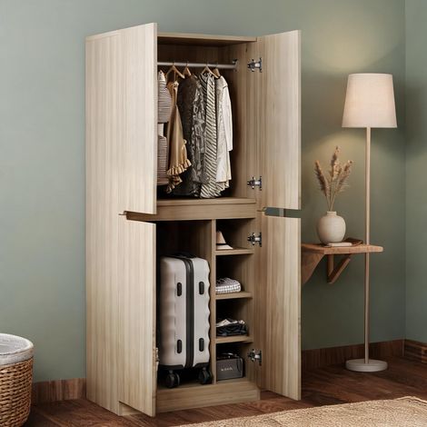 Commode coloris natural bois en bois 70 x 40 x 170 cm (1/5)