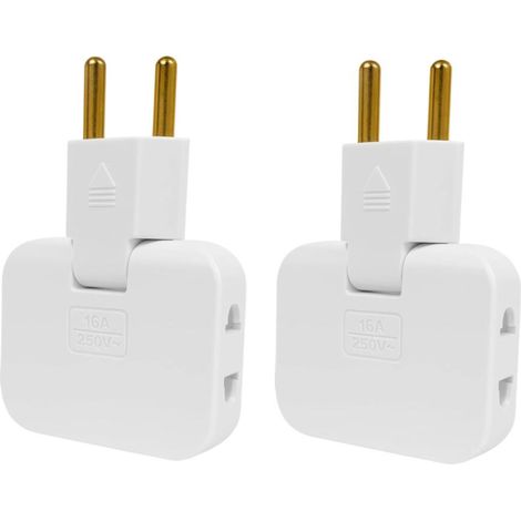 2 x Prise électrique Multiprise，EU-US Multiprise Plate，Prise Plate avec Tête Rotative 180º，Prise Multiple 16A/250V，with 3 Plugs.