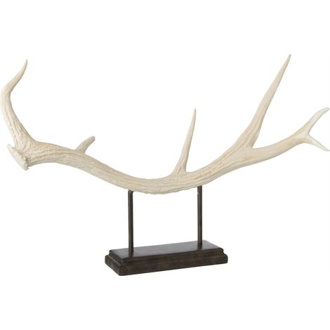 Bois de cerf décoratif sur base - beige et bois foncé (1/4)
