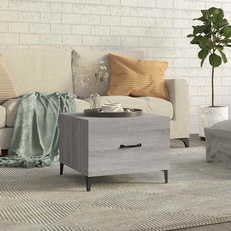 817539 vidaXL Coffee Table with Metal Legs Grey Sonoma 50x50x40 cm (1/5)