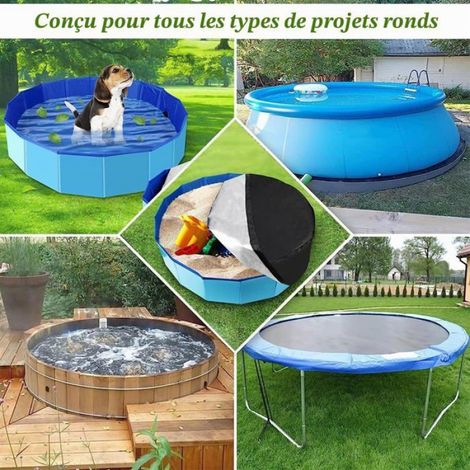 Bâche de couverture ronde pour piscine pour chien, 160x30 cm, avec cordon de serrage, imperméable, anti-poussière. Corvina (1/5)