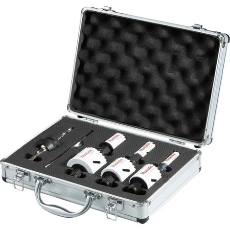 Set di seghe dede corona Makita E-12304, tool deprecisa foratura, ideale per legno e metallo, include 7 pezzi, design resistente, colore nero