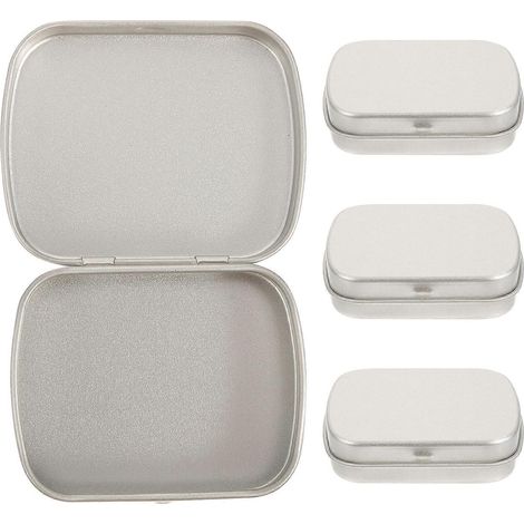 Boîtes de rangement métalliques (lot de 4), portables, pour bijoux et loisirs créatifs, forme simple bords arrondis (1/5)