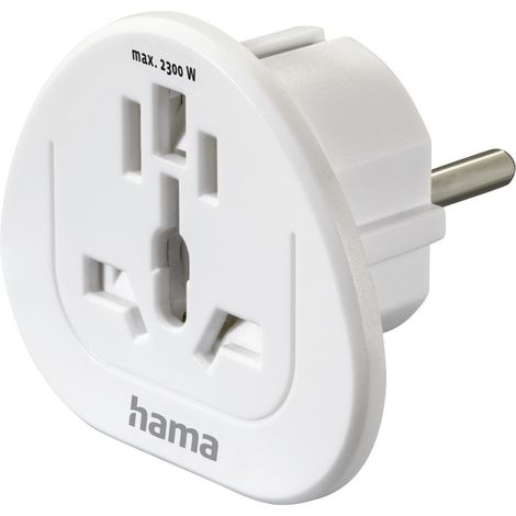 Hama 00223455 Reiseadapter Reiseadapter Typ E und F, 3-polig, universal, Welt nach Europa, Weiß (1/5)