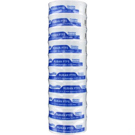 GEB – Ruban PTFE 12mm pour étanchéité – 12m – Insensible aux eaux lessivielles – Compatible canalisations eau chaude et froide
