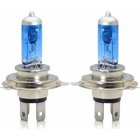 H4 P43t Halogen-Scheinwerferlampen 60/55 W, 5000 K warmweiß, Fern-/Abblendlicht, 12 V, für Auto und Motorrad, 2 Stück
