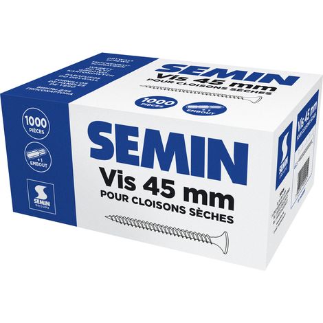 Vis auto perceuse Semin pour la Fixation des plaques de pâtre sur l'ossature - intérieur - 45 mm - boIte de 1000 pièces (1/10)