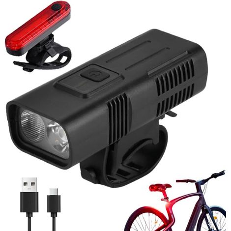 Lampe frontale de vélo – Lampe de poche de sécurité rechargeable par USB pour le cyclisme Quatre modes d'éclairage avec luminosité réglable, lampe torche LED compacte pour les trajets de nuit et les (1/5)