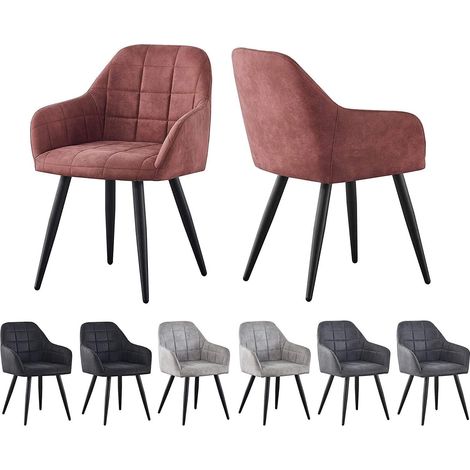 Set of 2 Faux Matte Suede Leather Dining Chairs Accent home & restaurants Adrian PINK