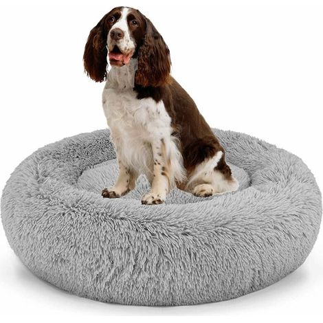 Tapis, coussin et matelas pour chien, Lit Moelleux Rond pour Chien Extra Large Lavable avec Coussin,Deluxe Panier Chien Coussin Panier Donut lit pour Chien Grande Taille,L-80cm,gris clair - RWTapis, c (1/5)