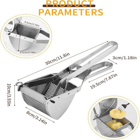 Presse à aliments manuelle en inox – presse-purée pour pommes de terre, aliments bébé, orifice de pressage fin (1/5)