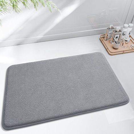 Tappetino da bagno in memory foam, morbido e antiscivolo, lavabile, tappetino assorbente spesso per vasca da bagno e doccia - 40 x 60 cm, grigio. (1/5)