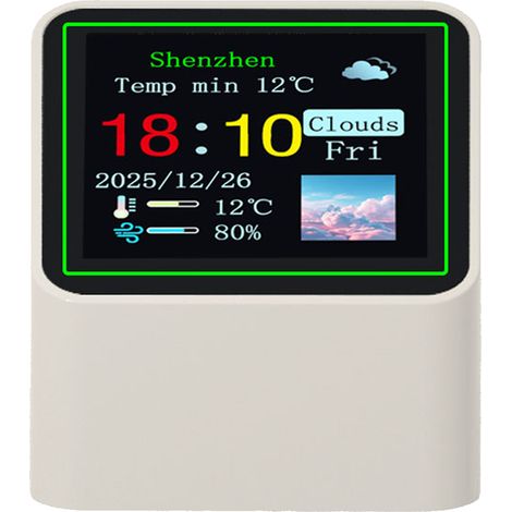 Station météo numérique WiFi, horloge, écran 1.54 pouces, luminosité réglable, électronique avec mises à jour en temps réel, Mode nuit (1/5)