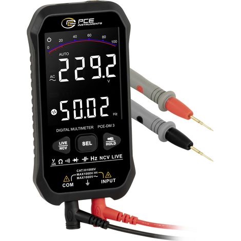 PCE Instruments Digitalmultimeter PCE-DM 3 True RMS 9999 Counts NCV-Funktion CAT III 1000V Tempe